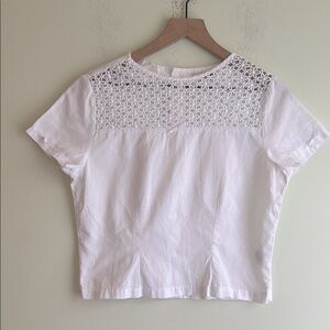 Vintage Nara Camice Cotton Button Back Floral Short Sleeve Blouse